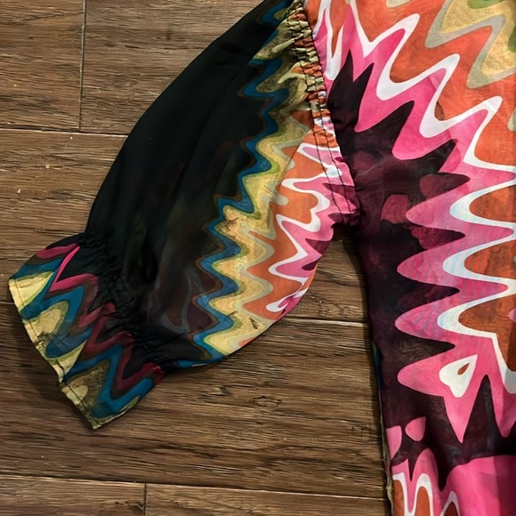 Pleione Sheer Loose Fit 3/4 Length Sleeve Blouse Size L - Picture 4 of 6